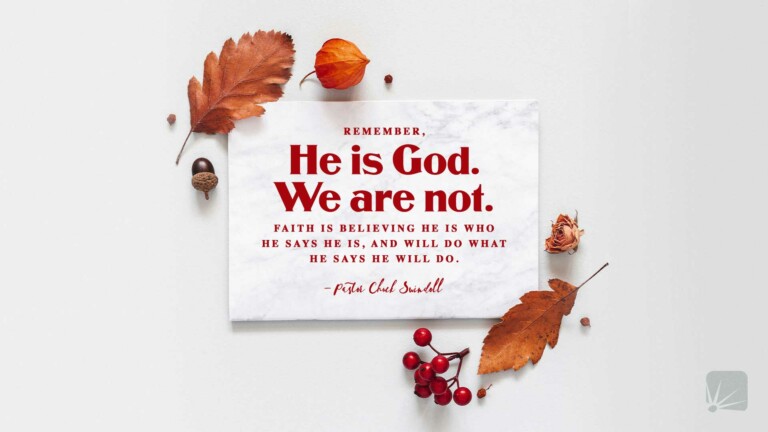 Recuerde, Él es Dios. No somos. La fe es creer que Él es quien dice ser y que hará lo que dice que hará. —Pastor Chuck Swindoll